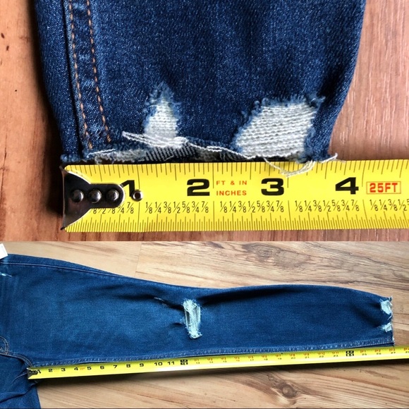 NEW Rockstar 360 Stretch Super Skinny Ripped Ankle Jeans Blue Size 0 Waist 25 - Picture 9 of 16